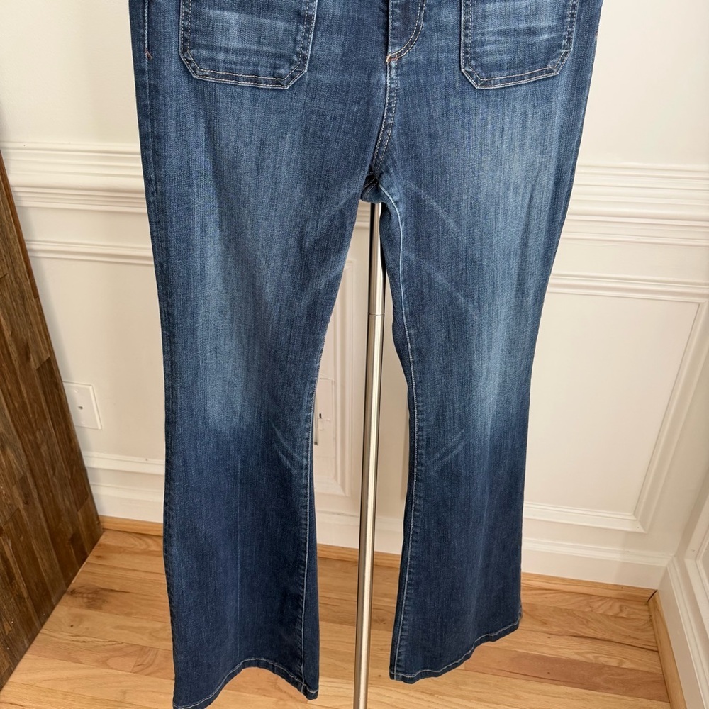 Pilcro Anthropologie High-Rise Flare Wide Leg Jeans - Dark Blue Size 32 - Picture 6 of 8